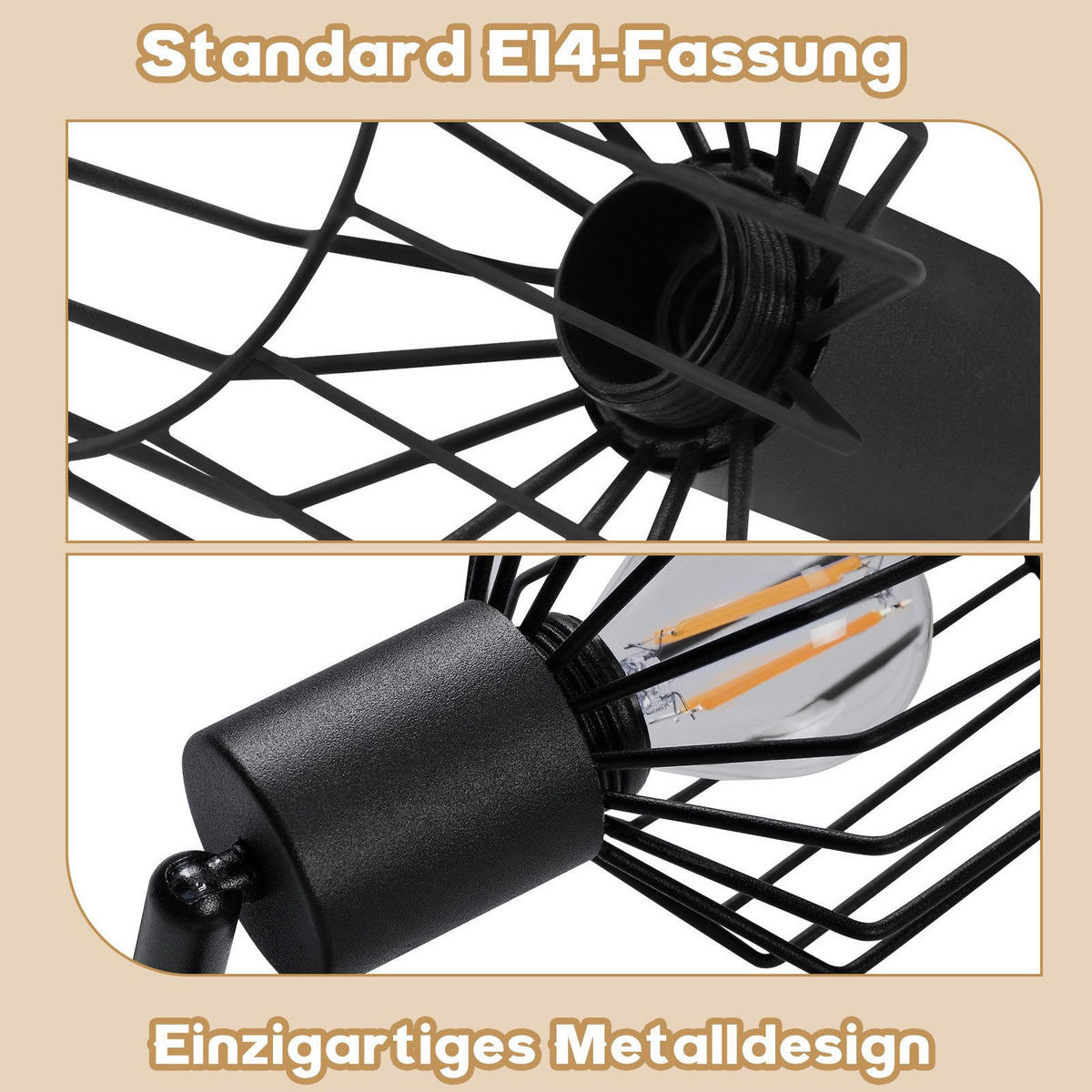 STRAHLER Franziska 3-flammig 46/10/10 cm - Schwarz, Metall (46/10/10cm) - Nettlife