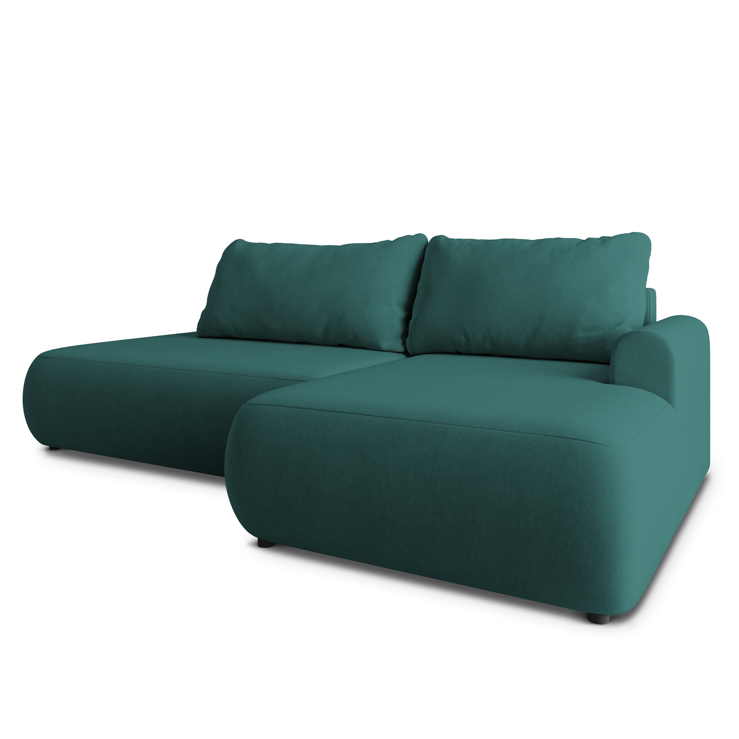 ECKSOFA NUVIRA CL R-S Blau Samtstoff mit Schlaffunktion - Blau, Holzwerkstoff/Textil (279/158cm) - MASSENO