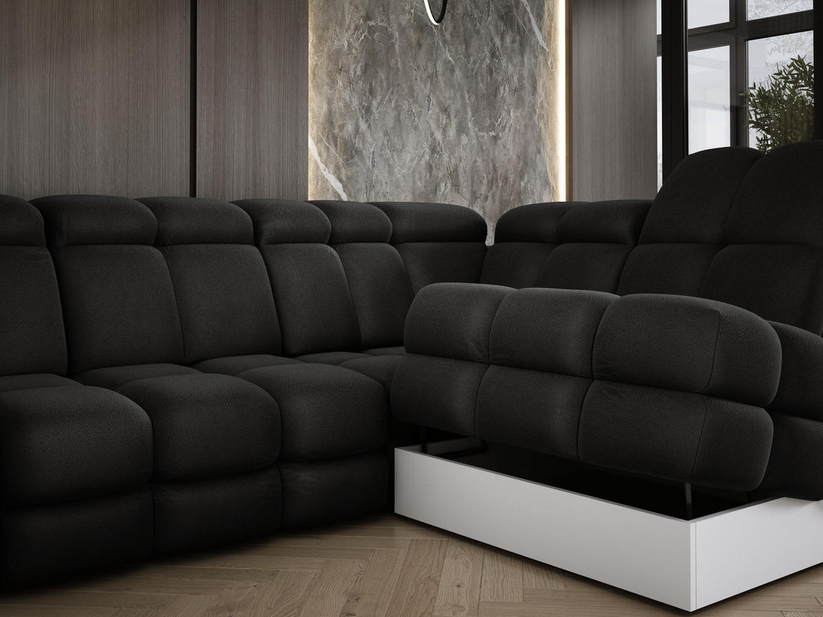ECKSOFA TOLLO Solar-stoff U-form 400x217x105 cm anthrazit - Schwarz, Holz/Textil (400/217cm) - DomoHome