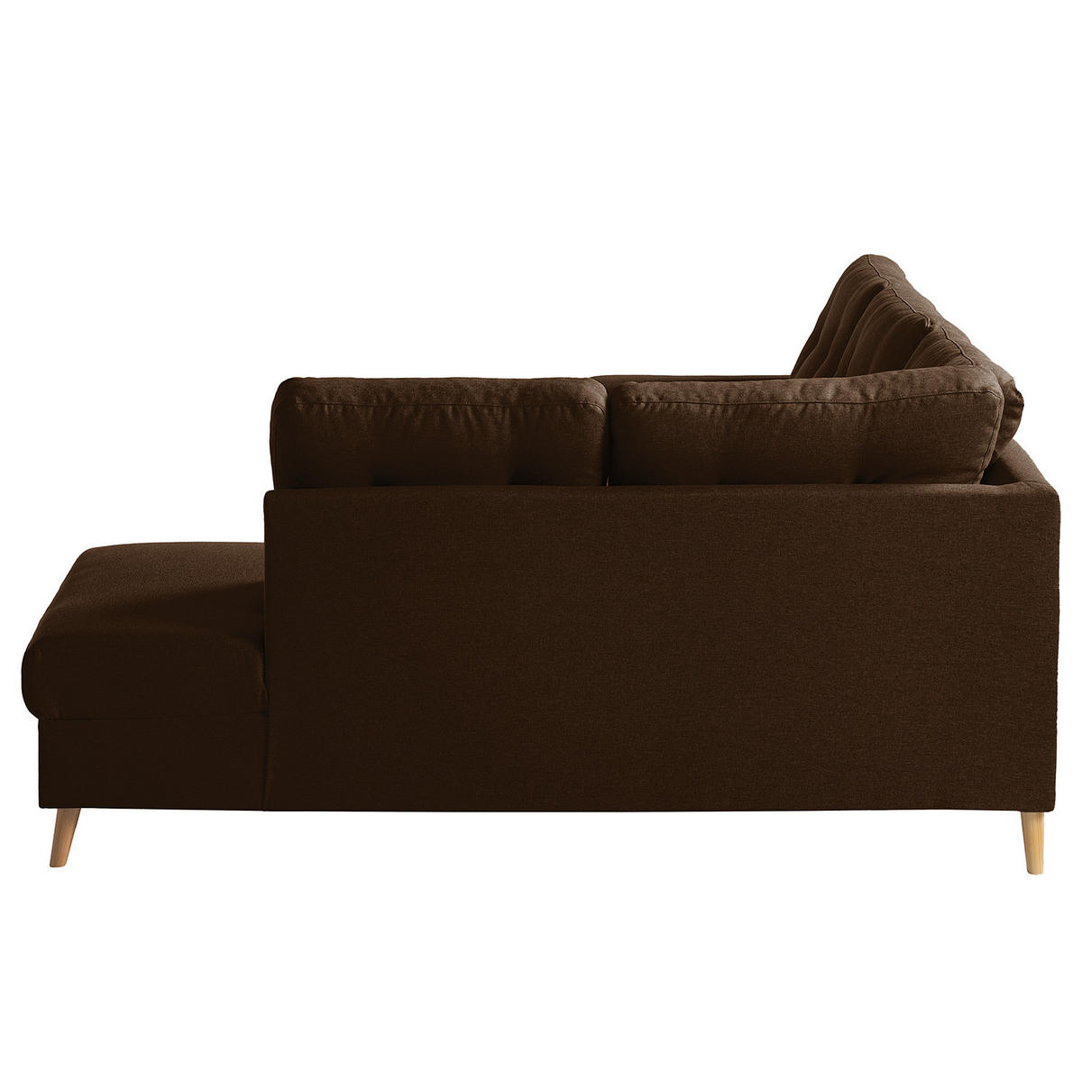 ECKSOFA mit Ottomane - Webstoff - Hellbraun/Dunkelbraun, Holz/Textil (230/200cm) - home24