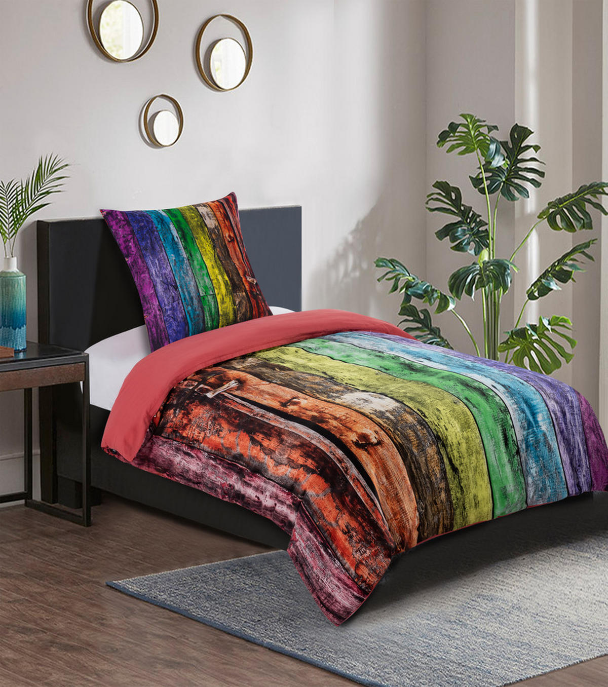 BETTWÄSCHE 2-teilig Rainbow - Multicolor, Naturmaterialien (135/200cm) - Sanilo
