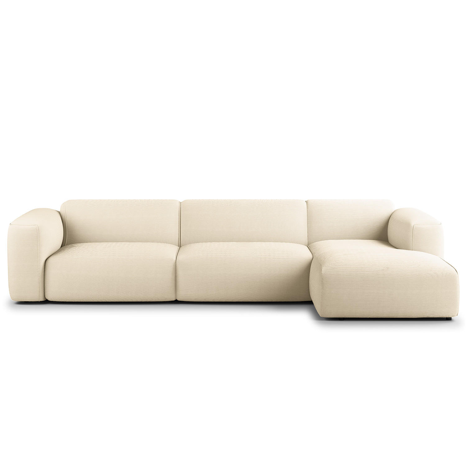 3-SITZER ECKSOFA mit Longchair - Beige/Schwarz, Textil (317/173cm) - home24