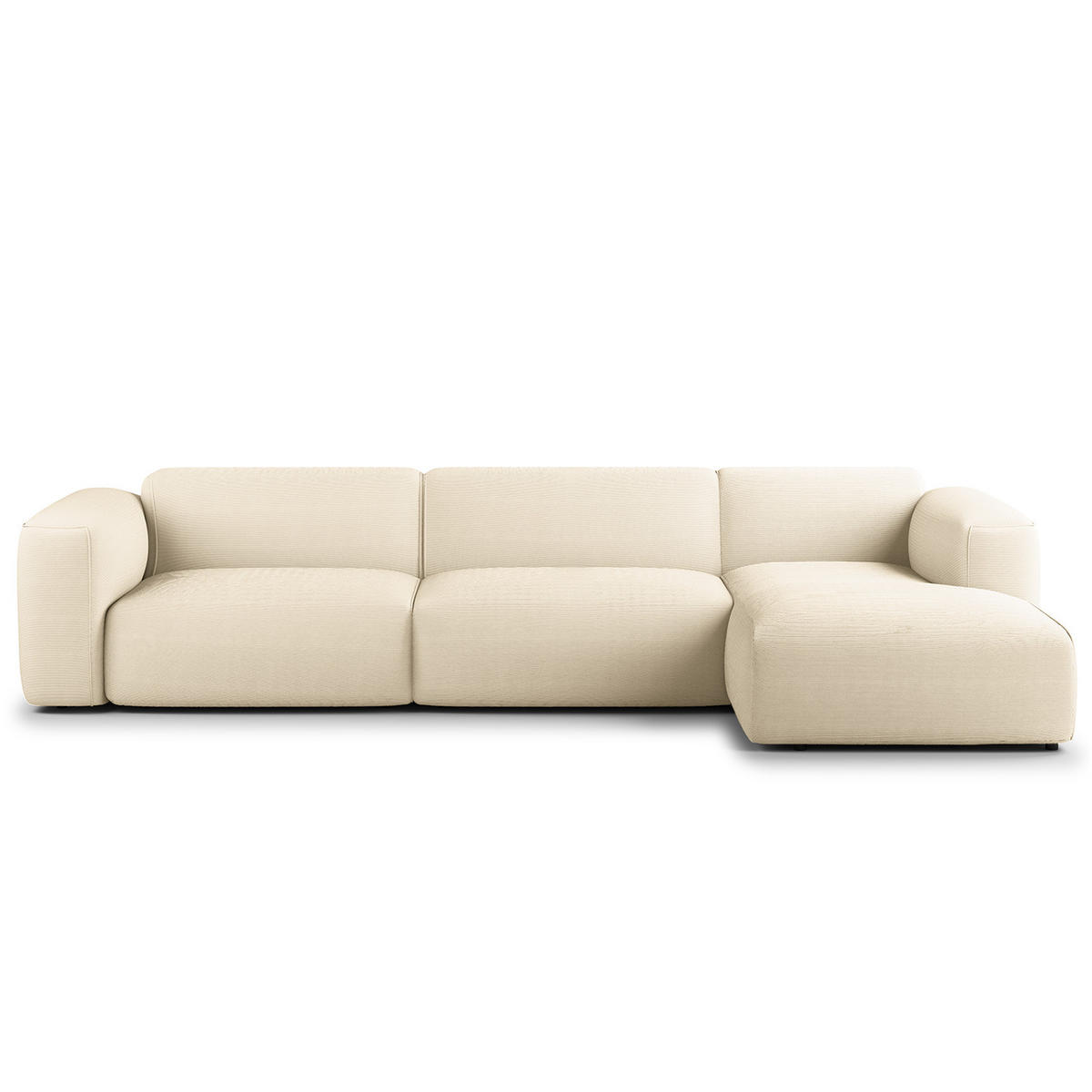 3-SITZER ECKSOFA mit Longchair - Beige/Schwarz, Textil (317/173cm) - home24