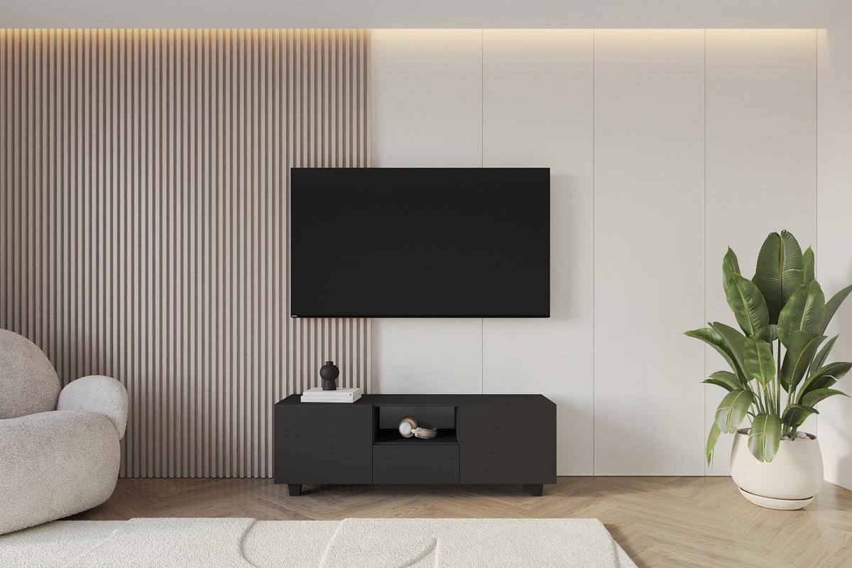 LOWBOARD ELIO-S 140x50x41 cm - Schwarz - Schwarz, Holzwerkstoff (140/50/41cm) - ALTDECOR