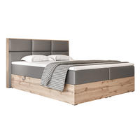 BOXBETT LAVIO 160/200 cm, in Grau, mit Matratze und Topper - Grau, Holzwerkstoff/Textil (160/200cm) - Idohome