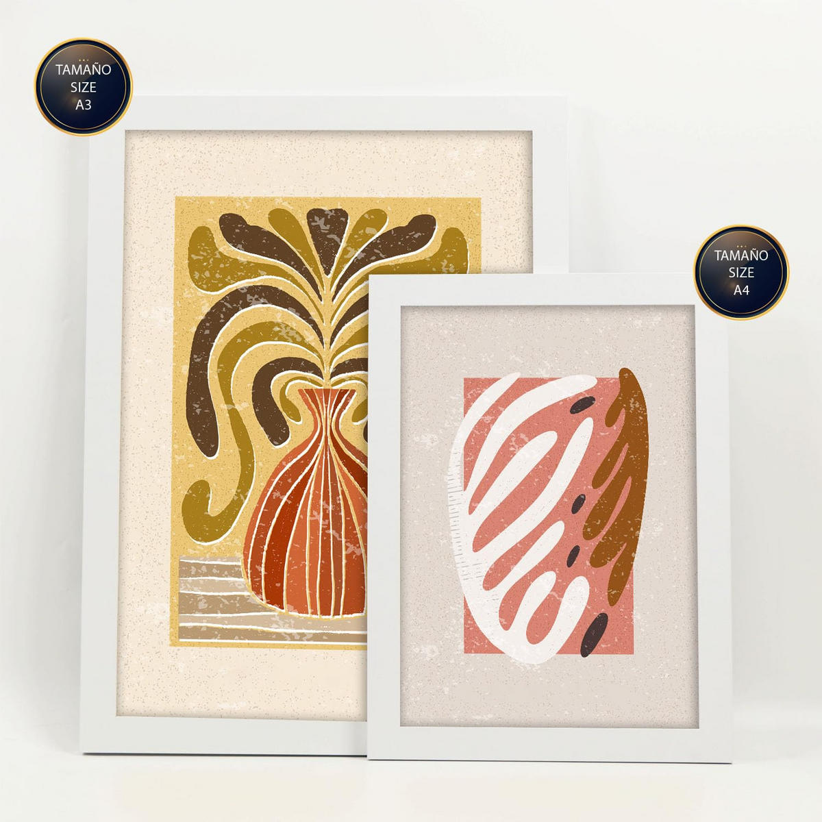 POSTER Set Mit 6 Drucken Von Stielen In Der Sammlung Ethnischer Style Drucke Dekorative Rahmen Für Ihr Zuhause Wandkunstdruck A3 & A4 Weißer Rahmen - Weiß, Papier (29/3cm) - Nacnic