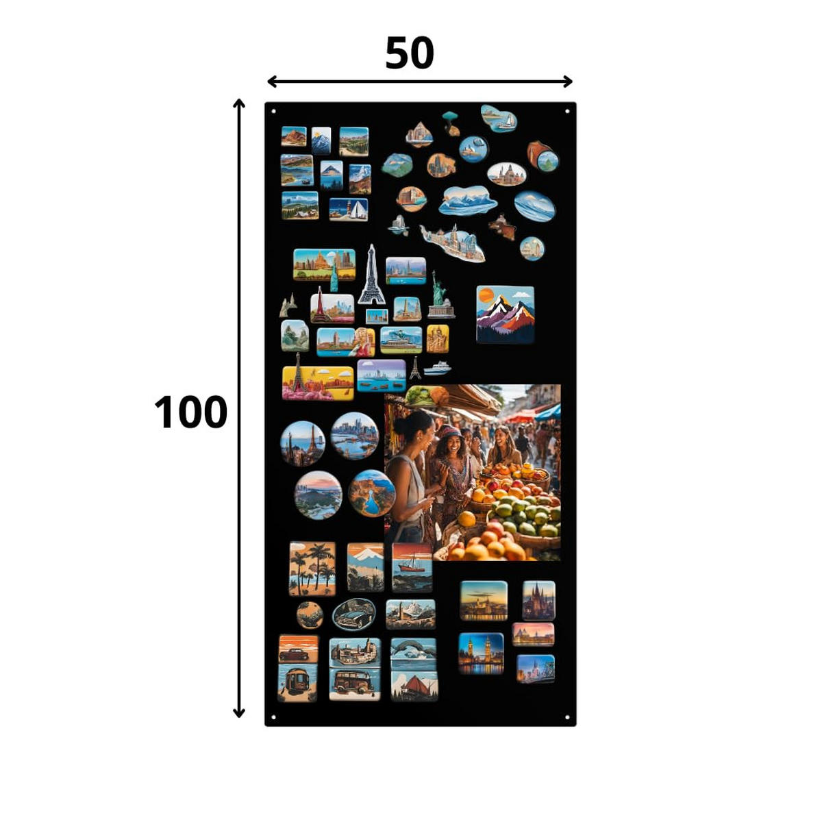 MAGNETTAFEL Klein & Groß Schwarz 100x50 cm - Magnetisches Stahlboard für Magnete, Fotos und Notizen, Beschreibbar - Schwarz, Metall (50/100/0.7cm) - ANWICAR