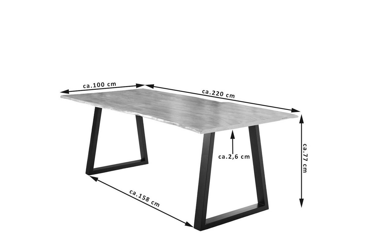ESSTISCH LUBIN - Beige/Schwarz, Holz/Metall (100/220/77cm) - SAM