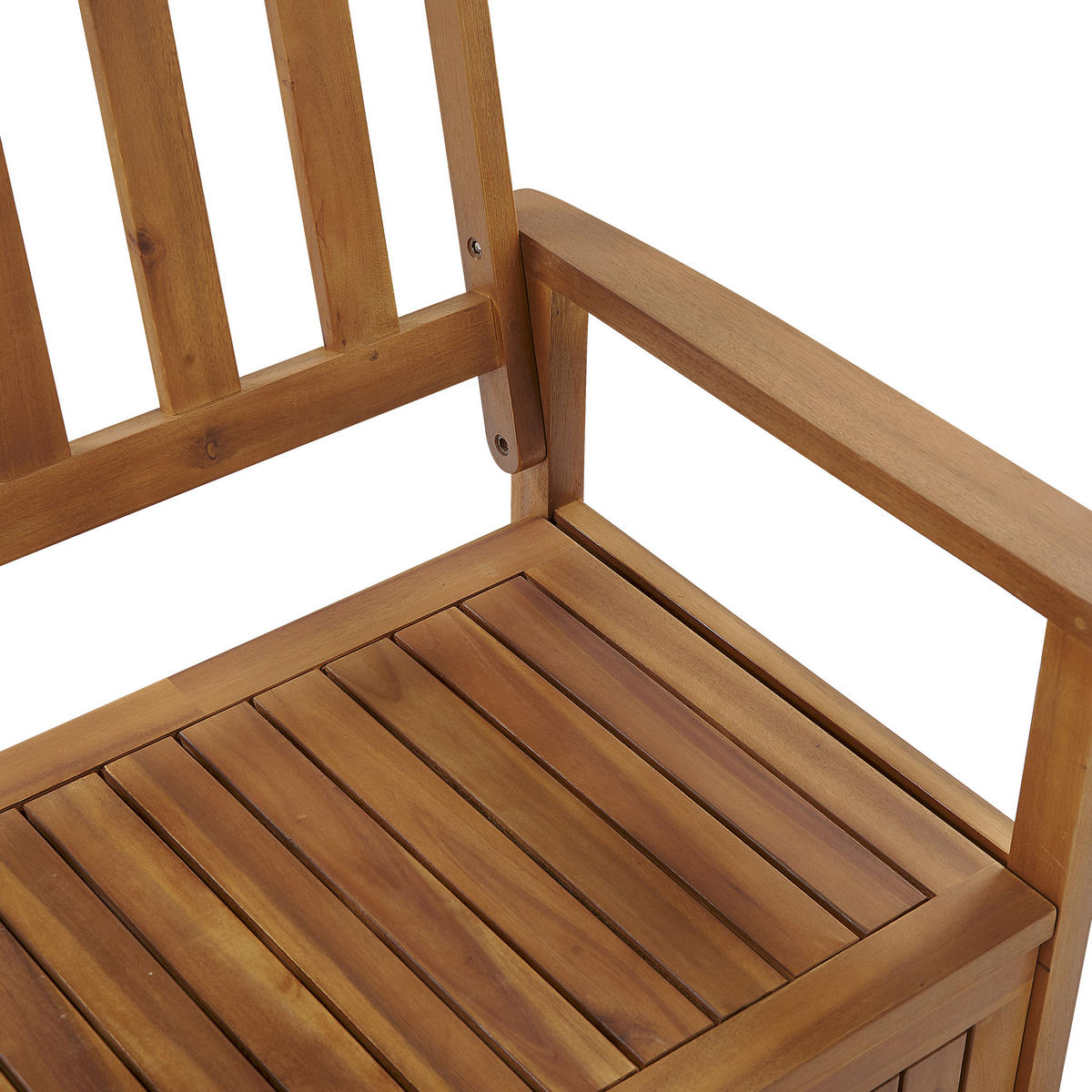 GARTENBANK Akazienholz hellbraun mit Stauraum 120 cm Sovana - Hellbraun, Holz (120/91/60cm) - Beliani