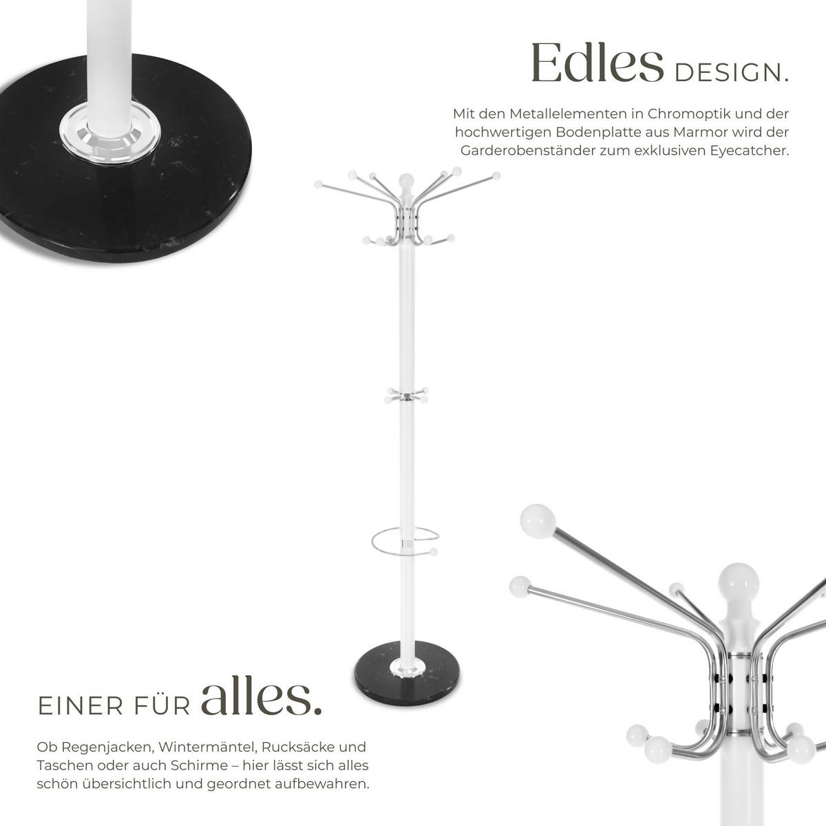 GARDEROBENSTÄNDER, 40 x 170 cm, weiß - Weiß, Metall (40/140/40cm) - tectake