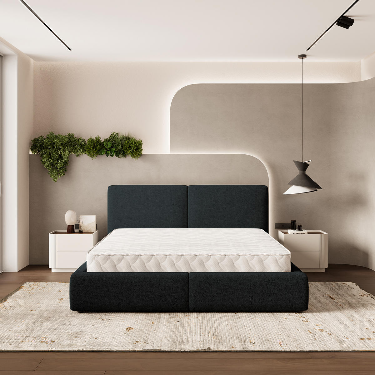 ČALOUNĚNÁ Postel FELURO 180x200 cm Černá - černá, kompozitní dřevo/textil (180/200cm) - MASSENO