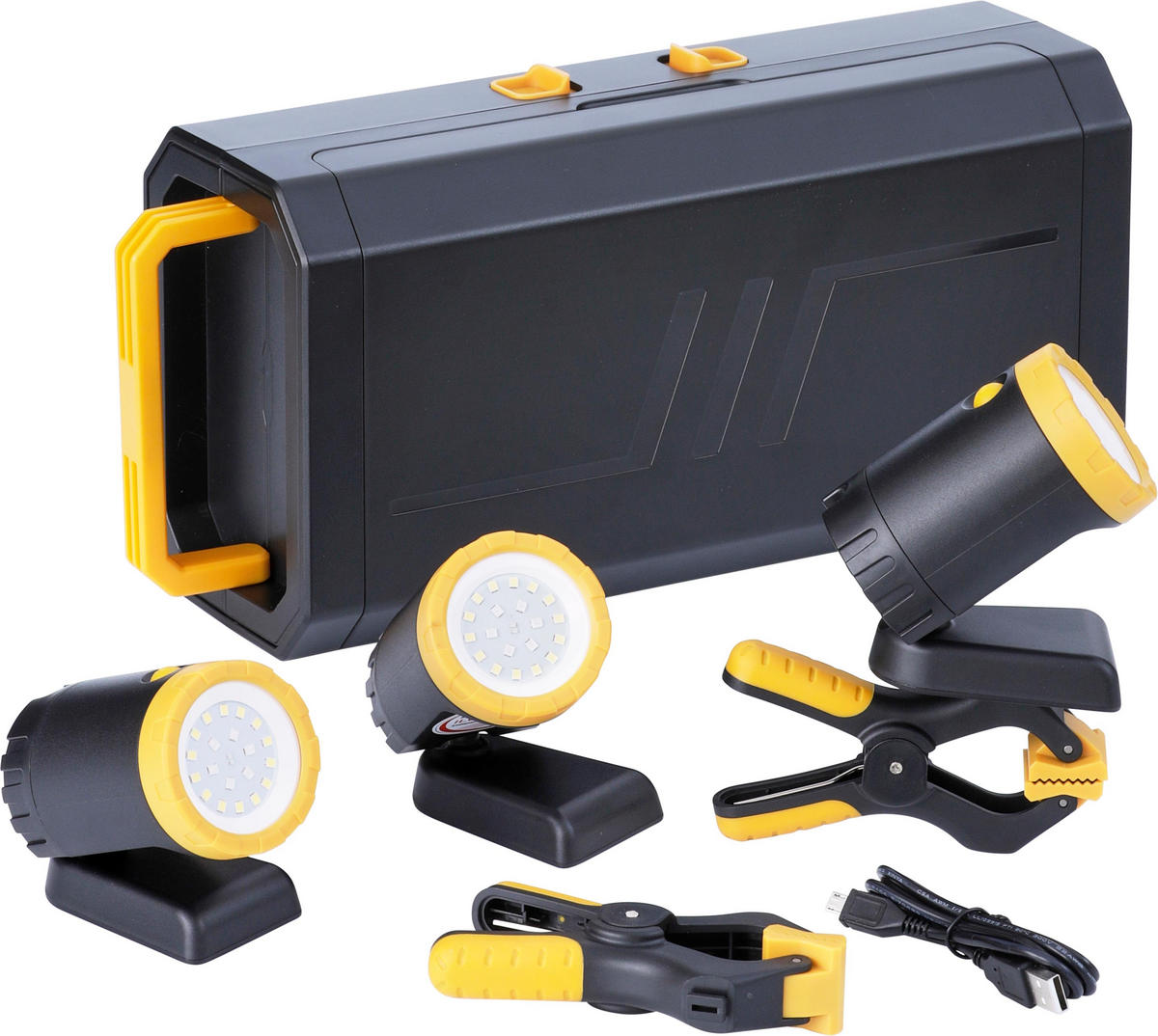LED-ARBEITSLEUCHTEN - 3x Inspektionslampen mit 2000mAh Akku und Ladekoffer für flexible Einsatzmöglichkeiten, 3er-Set - Schwarz, Kunststoff (12/33/17.5cm) - Northpoint