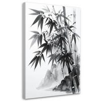 LEINWANDBILD Bambusberge Japanische Landschaftsmalerei 80x120cm - Schwarz, Textil (80/120cm) - Feeby