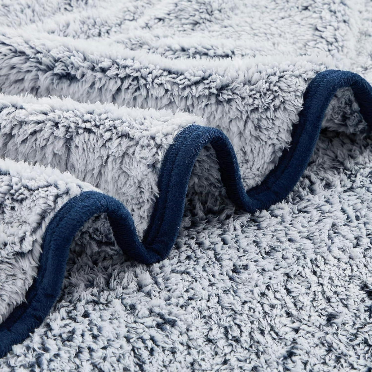 KUSCHELDECKE Sherpa 230 x 270 cm Navy Blau - Dunkelblau, Textil (230/270cm)