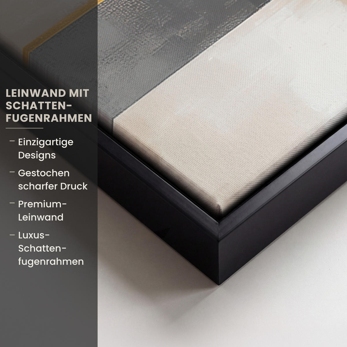 LEINWAND Bilder mit Rahmen - Abstrakt - Gold - Silber - Formen - Ästhetisch - Modern - 60x40 - Goldfarben, Textil (60/40cm) - MuchoWow