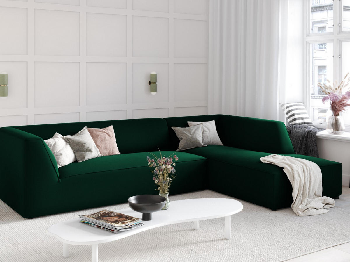 ECKSOFA rechts Ruby aus Samt flaschengrün 4 Sitzplätze - Grün, Textil (180/273cm) - Micadoni