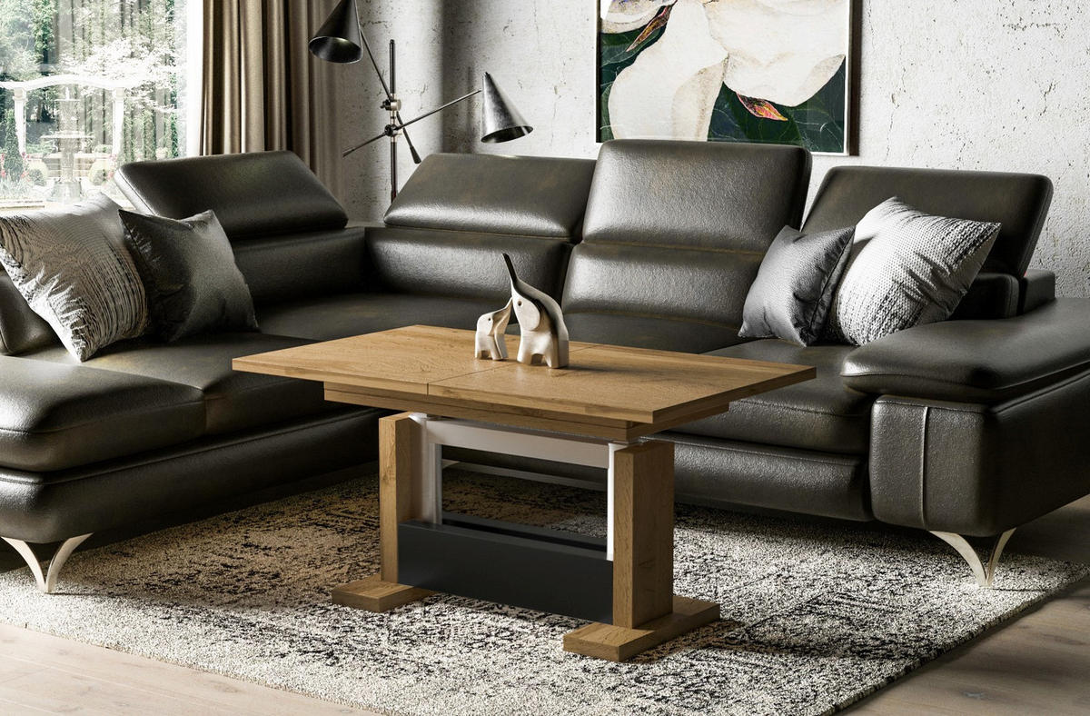 COUCHTISCH Kella höhenverstellbar ausziehbar bis 170 cm - Eiche Wotan, Holzwerkstoff (110/65/58cm) - Endo-Moebel