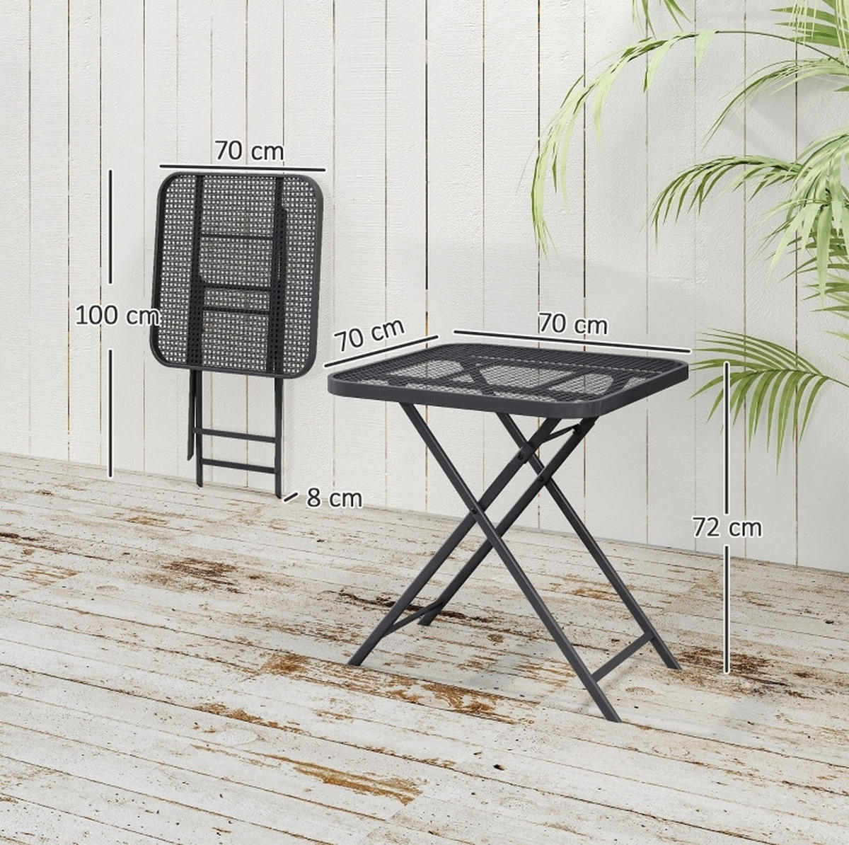 LOUNGETISCH 70/70/72 cm Schwarz aus Stahl klappbar - Schwarz, Metall (70/70/72cm) - OKMYHOME