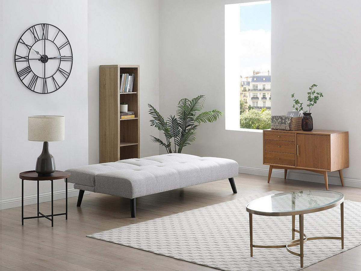 SCHLAFSOFA - 3 Personen - Stoff - Hellgrau - - Hellgrau, Textil (182/85/91cm) - Vente-Unique