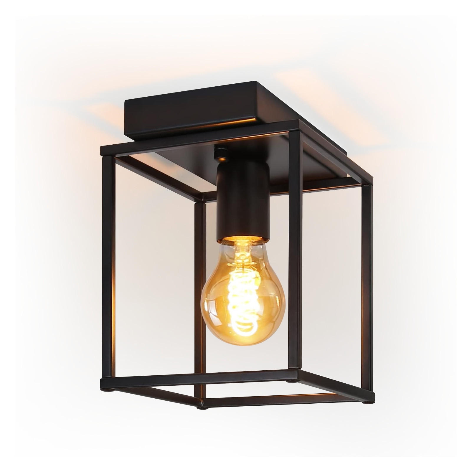 DECKENLEUCHTE Nyxandra 15/15/19.5 cm - Schwarz, Metall (15/15/19.5cm) - ZMH