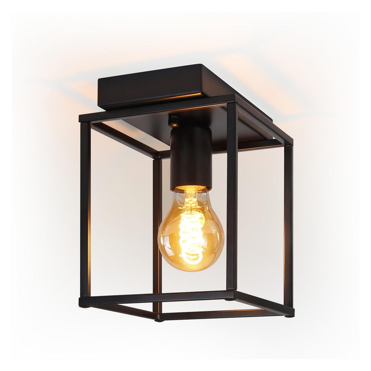 DECKENLEUCHTE Nyxandra 15/15/19.5 cm - Schwarz, Metall (15/15/19.5cm) - ZMH