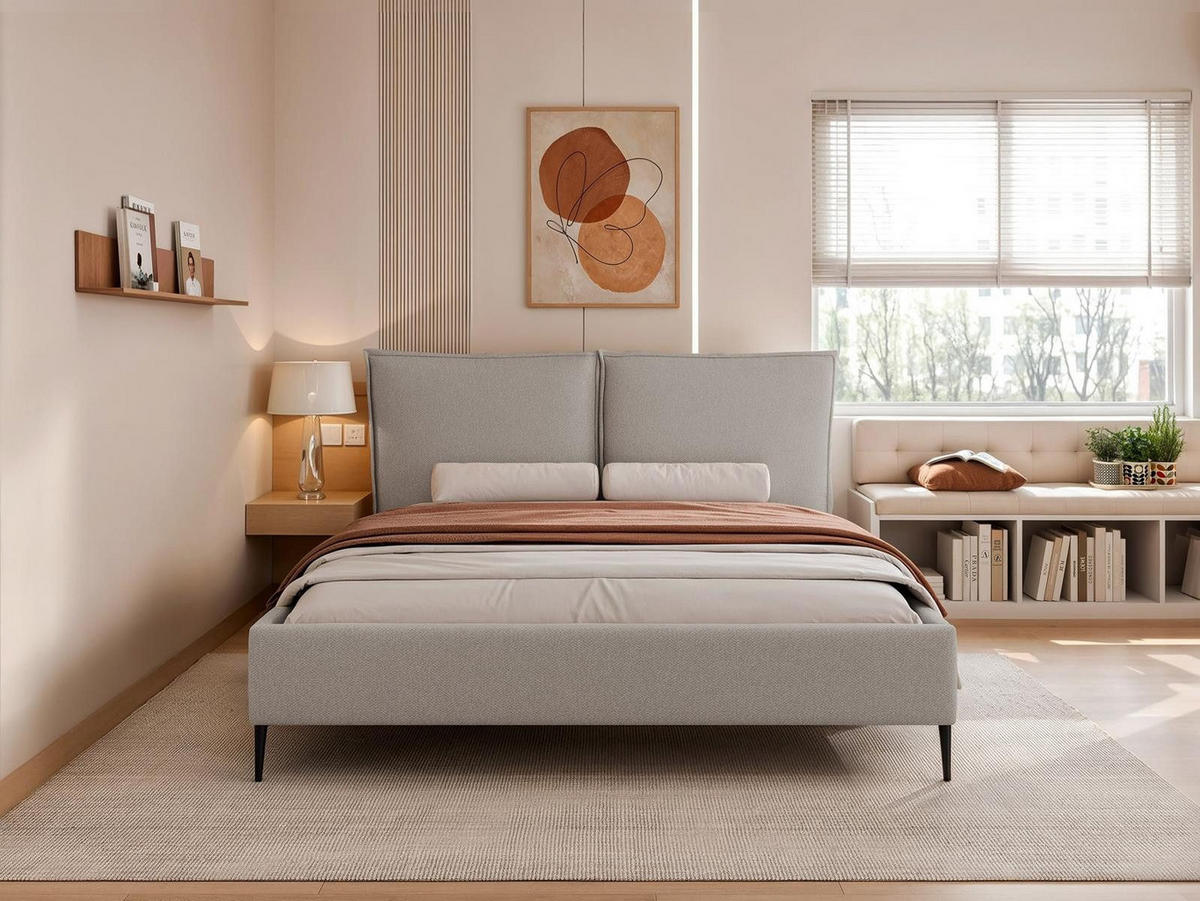 POLSTERBETT metallrahmen grau 120x200 ORION - Grau, Holzwerkstoff (120/200cm) - Compleo24
