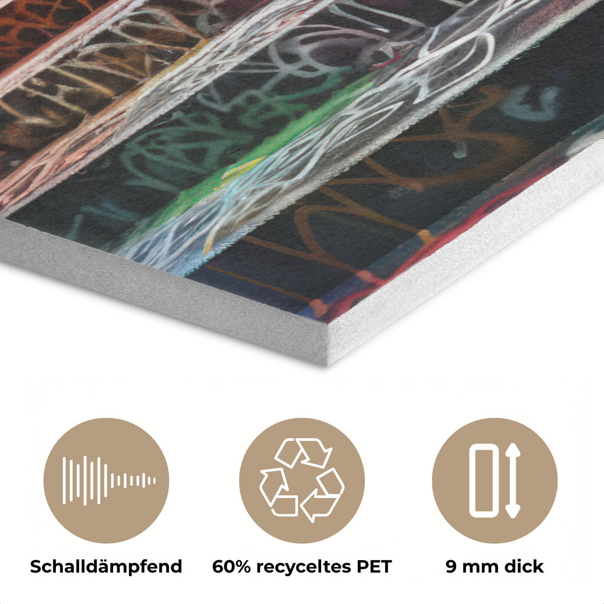 AKUSTIKBILD Treppe - Graffiti - Farben - Kunst Wanddeko 60x90 cm - Multicolor, Kunststoff (60/90/0.9cm) - MuchoWow