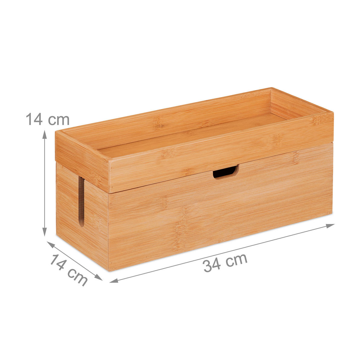 KABELBOX - Hellbraun, Holz (14/34/14cm) - Relaxdays