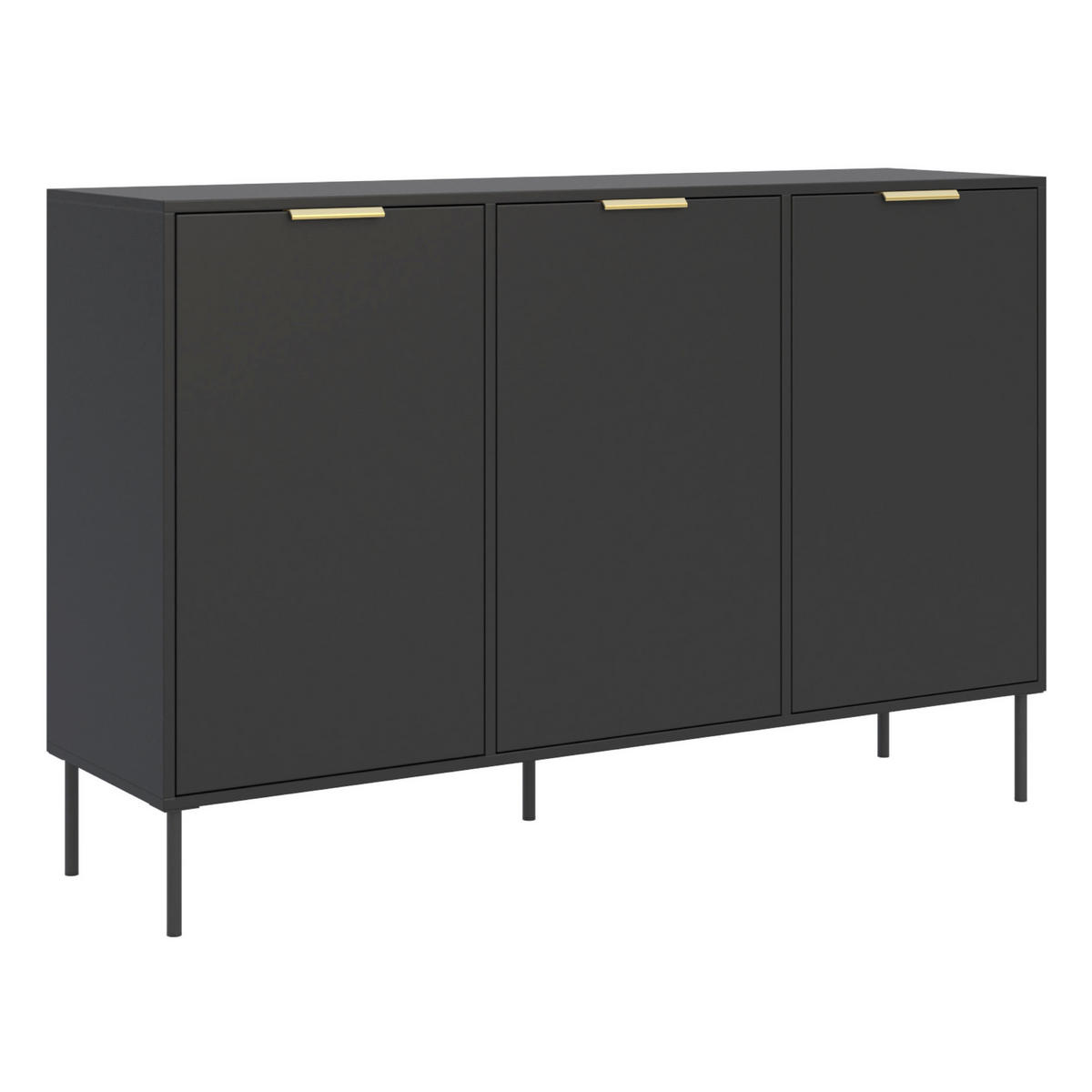 SIDEBOARD Vena Schwarz 150 cm - Goldfarben/Schwarz, Holzwerkstoff/Kunststoff (150/86/40cm) - Selsey