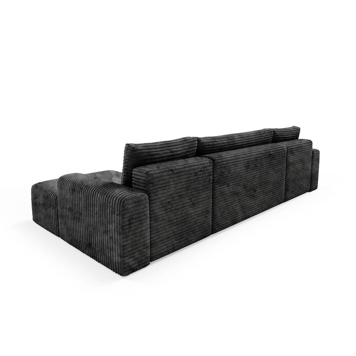 PANORAMASOFA Romeo 5 Sitzplätze Schwarz - Schwarz, Holz (345/92/163cm) - Petits-meubles