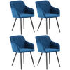 ARMLEHNENSTUHL 4er Set Samt blau - Blau/Schwarz, Textil/Metall (47/84/44cm) - CLP