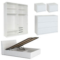SCHLAFZIMMER-SET Italia Weiß matt / weiß hochglanz 6-teilig - Weiß Hochglanz/Weiß, Holz/Holzwerkstoff (160/200cm) - Feldmann-Wohnen