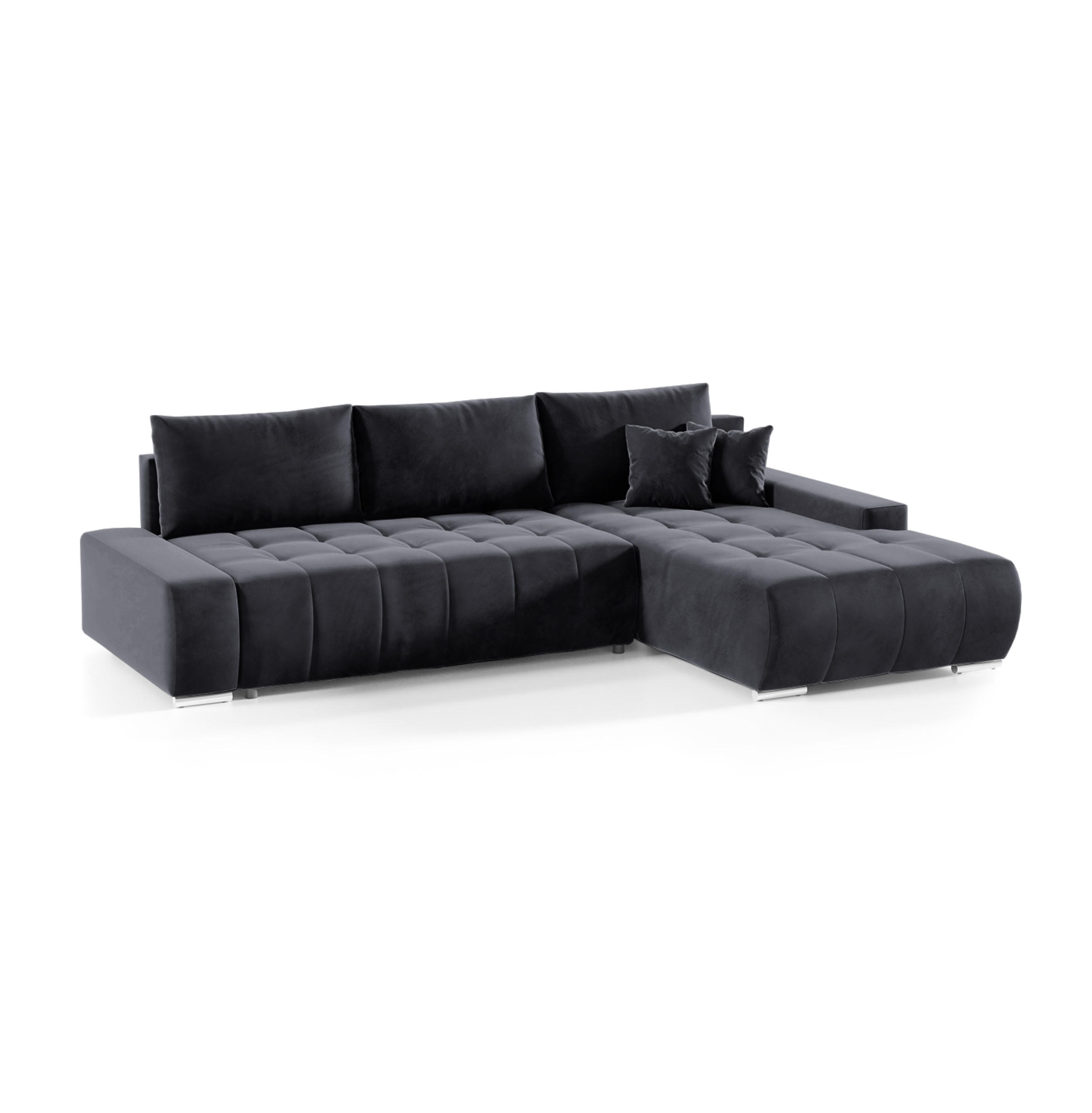 ECKSOFA mit Schlaffunktion Dhaka L Dunkelgrau - Graphitfarben, Textil (185/265cm) - Fedve