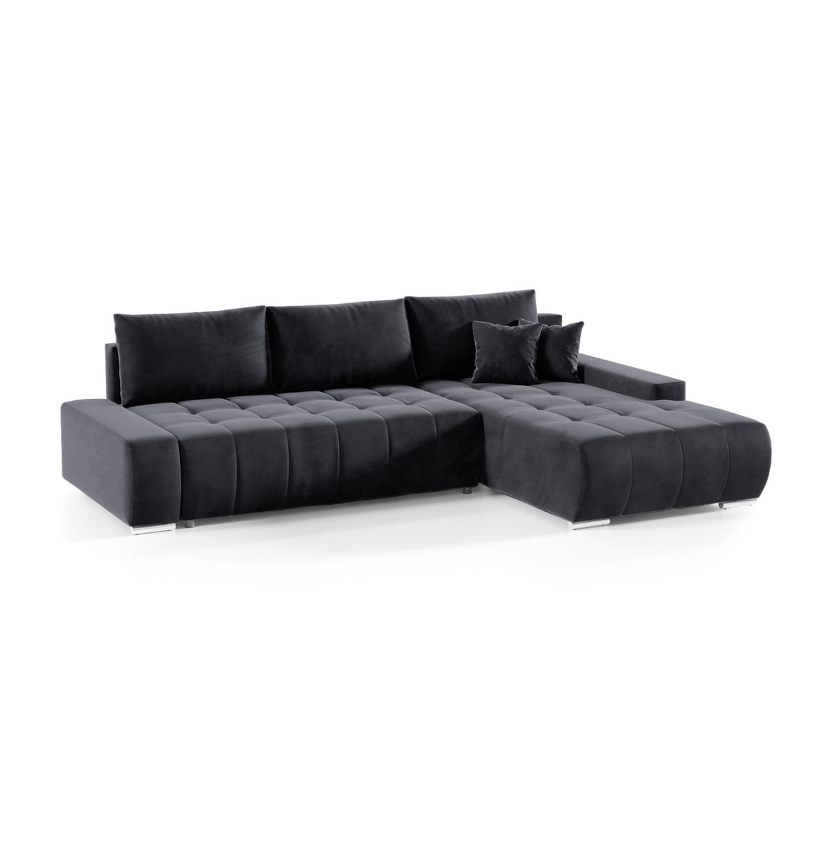 ECKSOFA mit Schlaffunktion Dhaka L Dunkelgrau - Graphitfarben, Textil (185/265cm) - Fedve