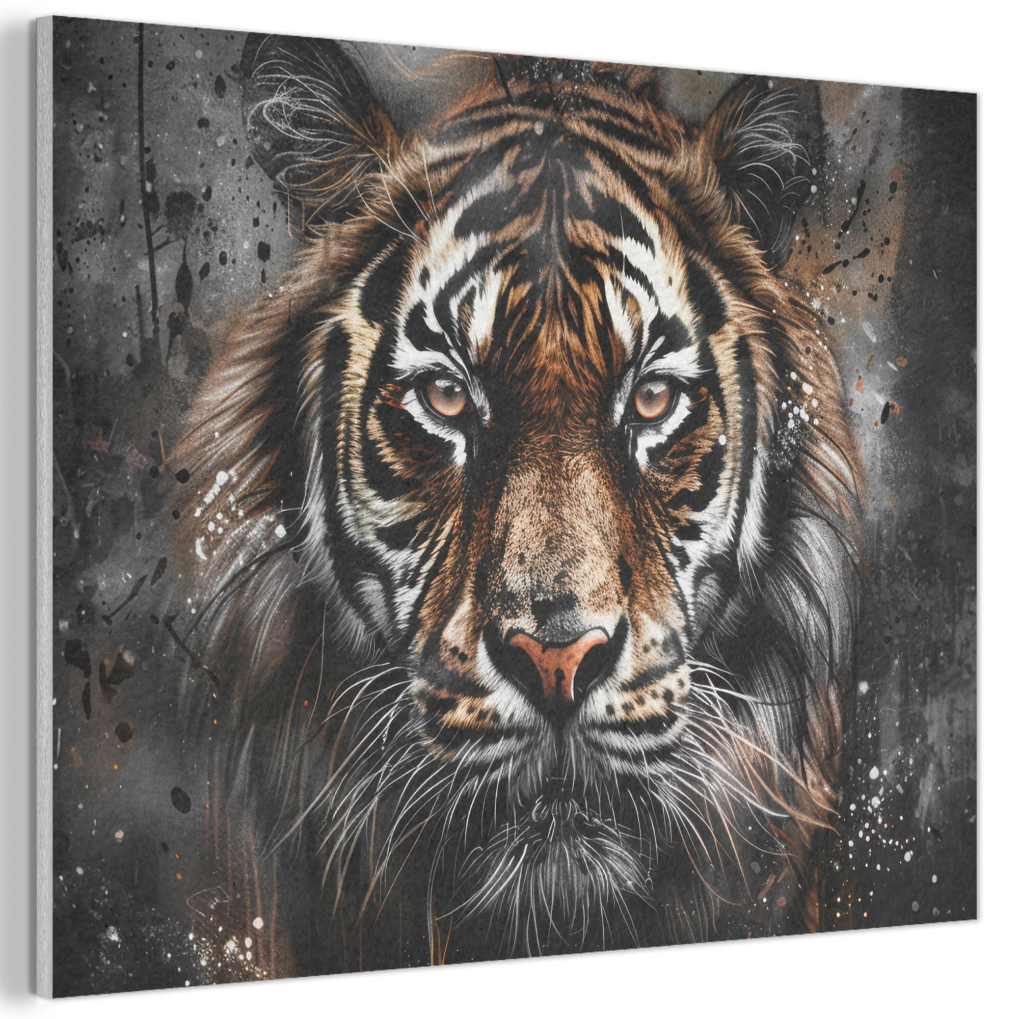 MuchoWow AKUSTICKÝ obraz Tygr - Zvířata - Portrét - Luxusní - Černá 80x60 cm