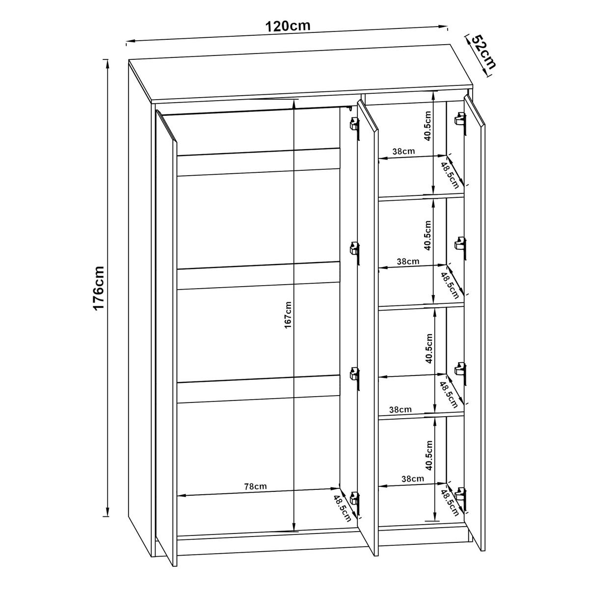 KLEIDERSCHRANK Bastheim - Eichefarben/Weiß, Holzwerkstoff (120/176/52cm) - [en.casa]