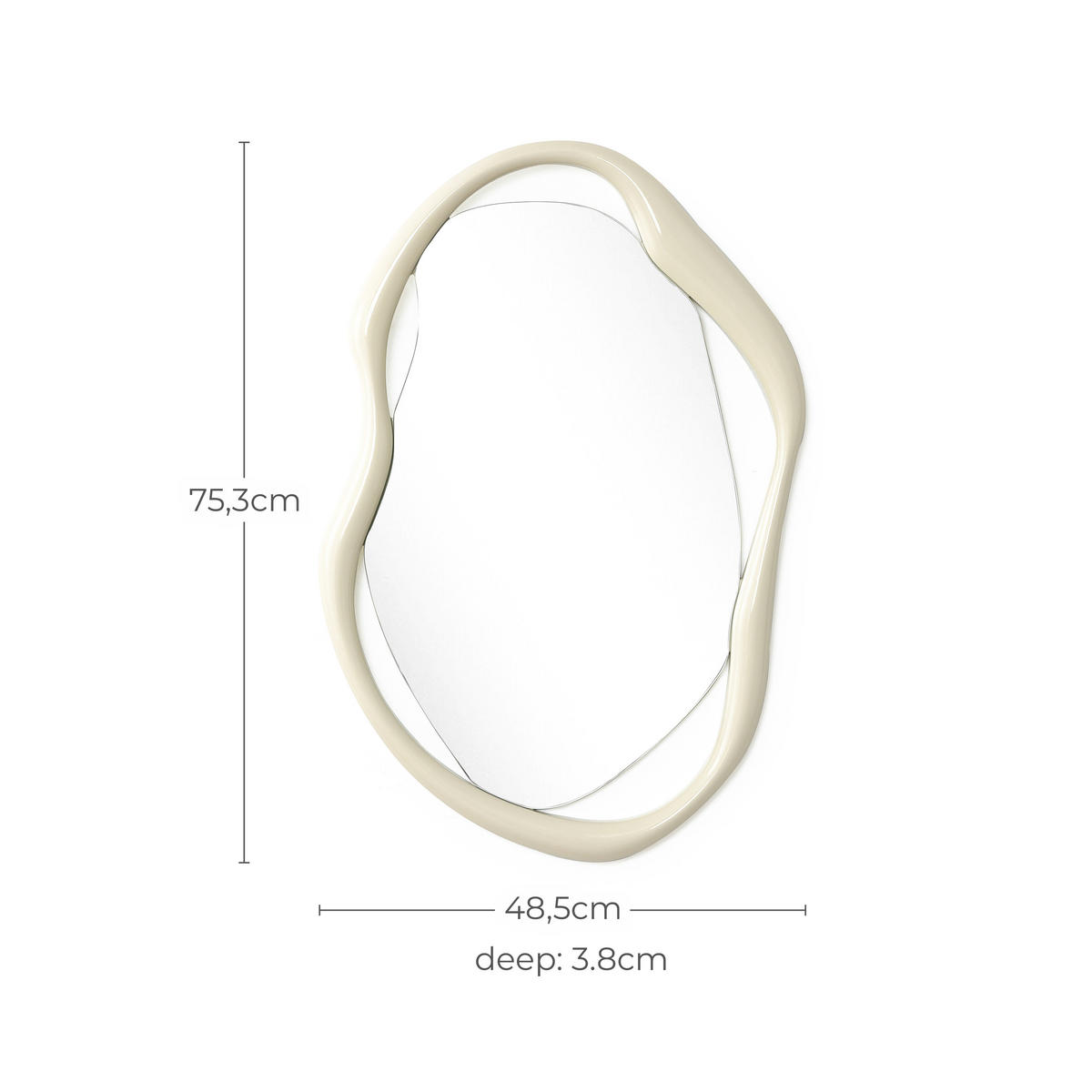 75CM H Wandspiegel mit weißem, unregelmäßigem Rahmen,Geeignet für Schlafzimmer, Wohnzimmer, Badezimmer und Flur - Weiß, Glas/Holz (78.5/3.5/58.5cm) - Hometopia