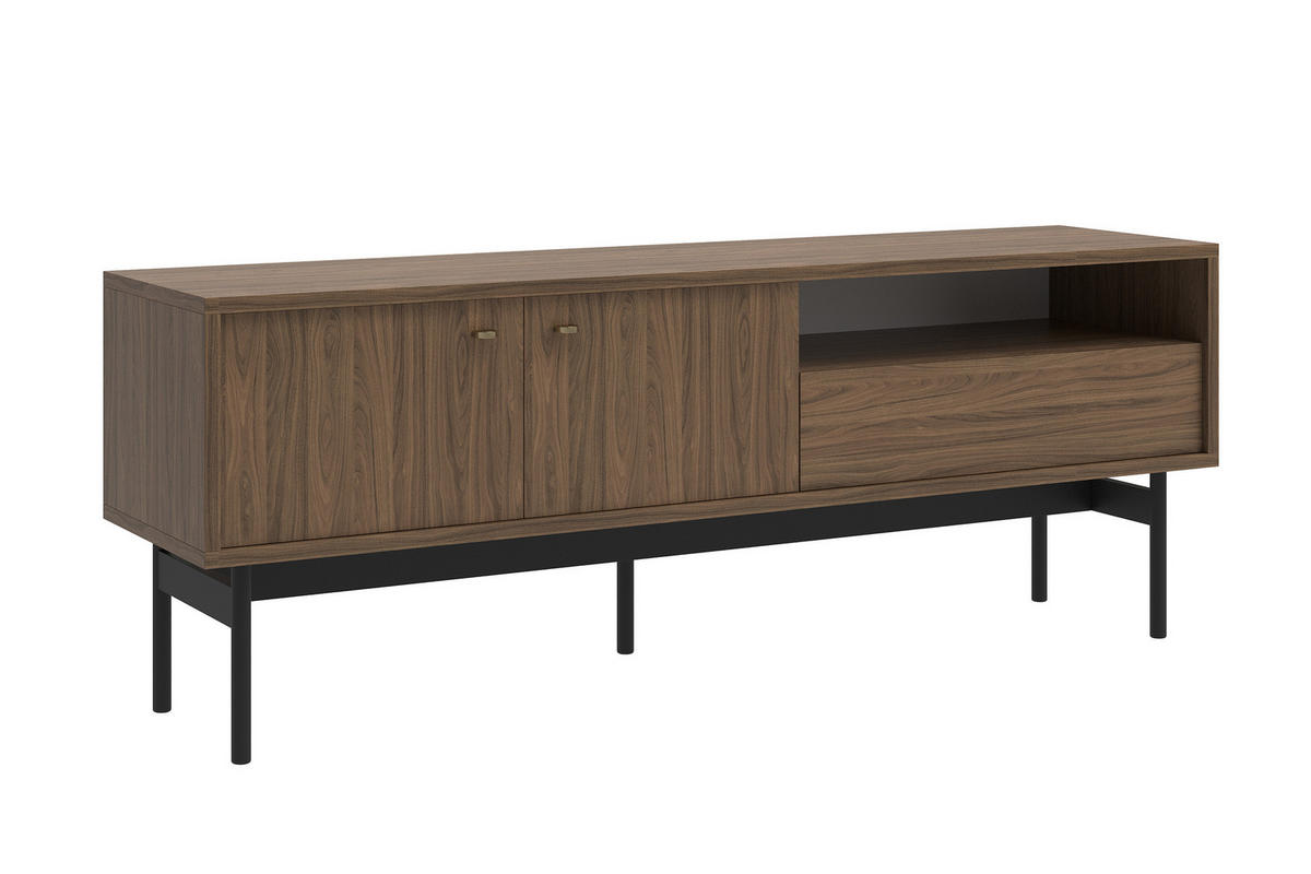 TV-ELEMENT Olar Holzoptik Carini Nussbaum 154 cm - Goldfarben/Schwarz, Holzwerkstoff/Metall (154/56.6/38cm) - Selsey