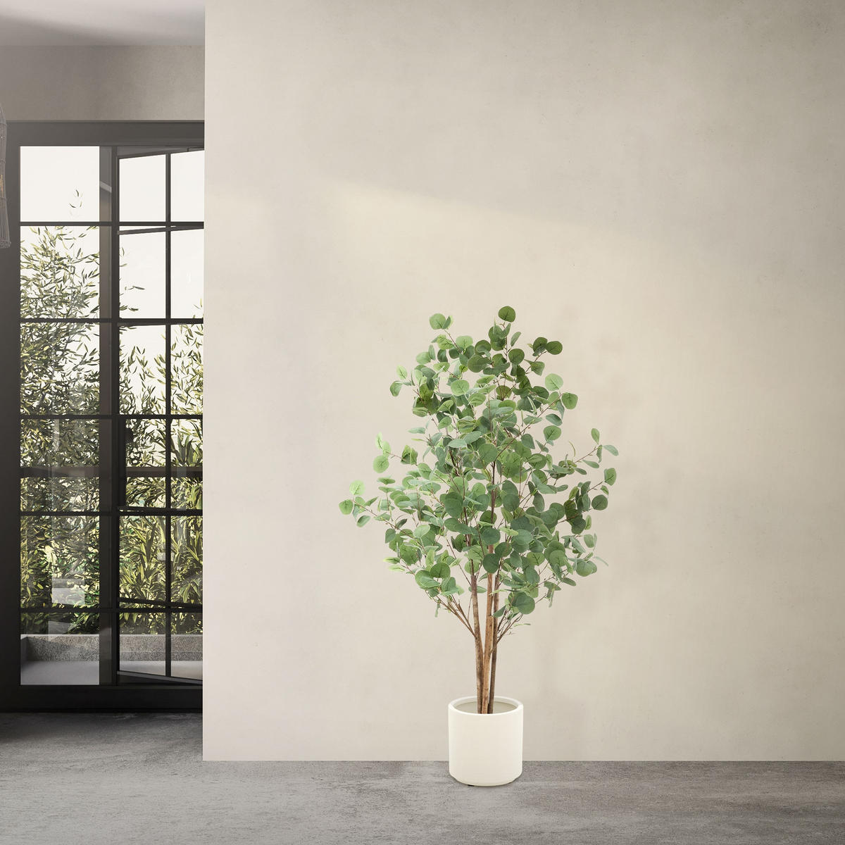 KUNSTPFLANZE Eukalyptus - Anthrazit/Grün, Holz/Kunststoff (150cm) - ML-DESIGN