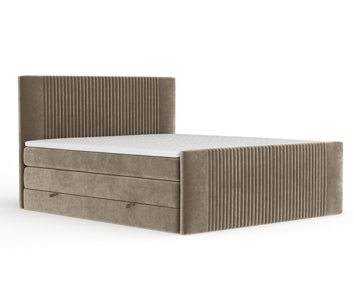 BOXSPRINGBETT Bergamo Braun 160/200 cm - Schwarz/Braun, Holz/Holzwerkstoff (160/200cm) - Maison de Reve