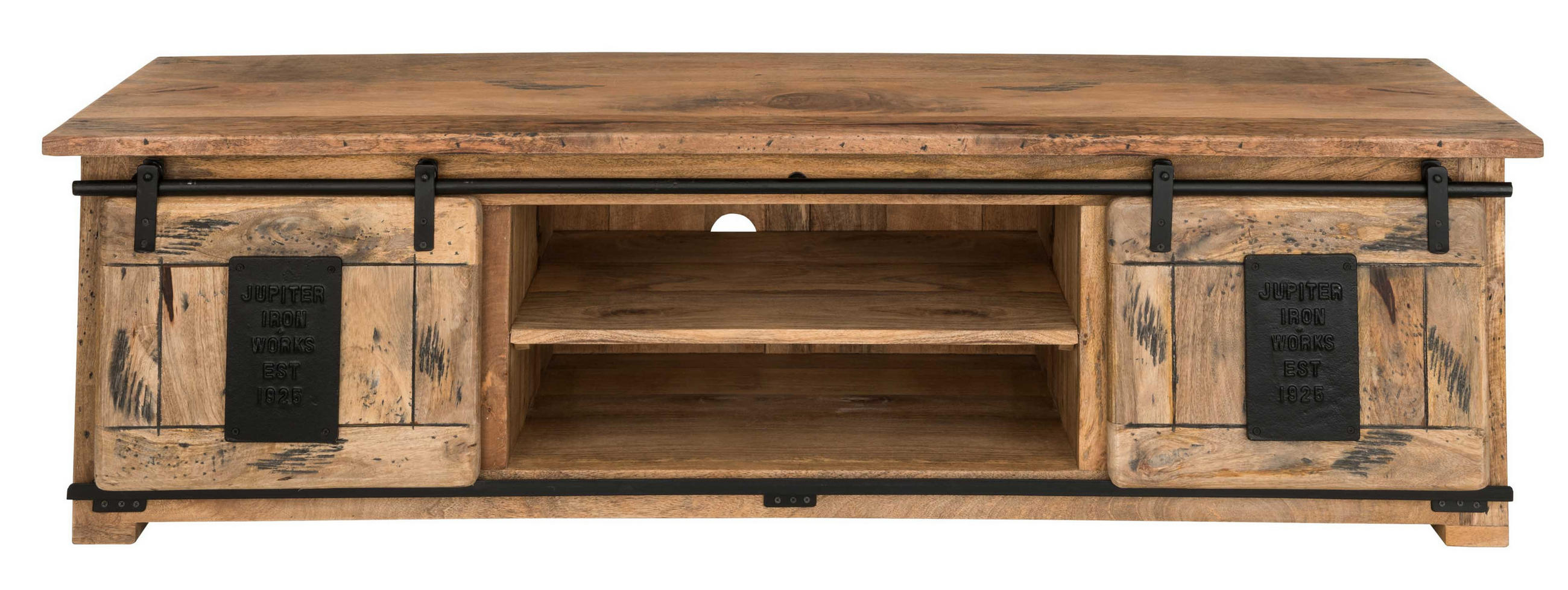 TV-ELEMENT Florenz Mango Vintage 180 x 55 x 50 cm - Schwarz/Braun, Holz (180/50/55cm) - Mr. Deko