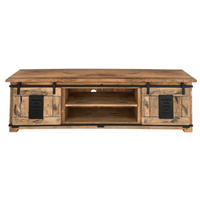 TV-COUCHTISCH Florenz Mango Vintage 180 x 55 x 50 cm - Schwarz/Braun, Holz (180/50/55cm) - Mr. Deko