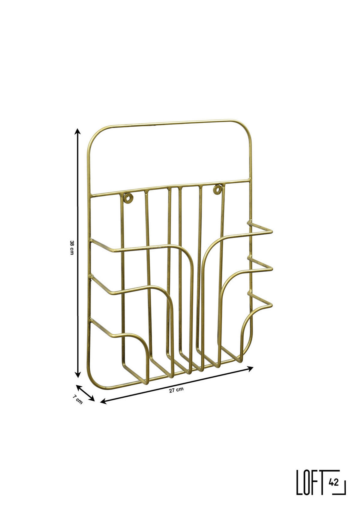 ZEITSCHRIFTENSTÄNDER Rowan Messing - Messingfarben, Metall (28/38/8cm) - LOFT42