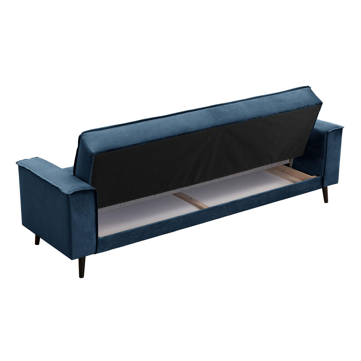 SOFA 3-Sitzer mit Bettfunktion Kaycee Samtvelours dunkelblau - Dunkelblau, Kunststoff (78/84/240cm) - 58aufmkessel