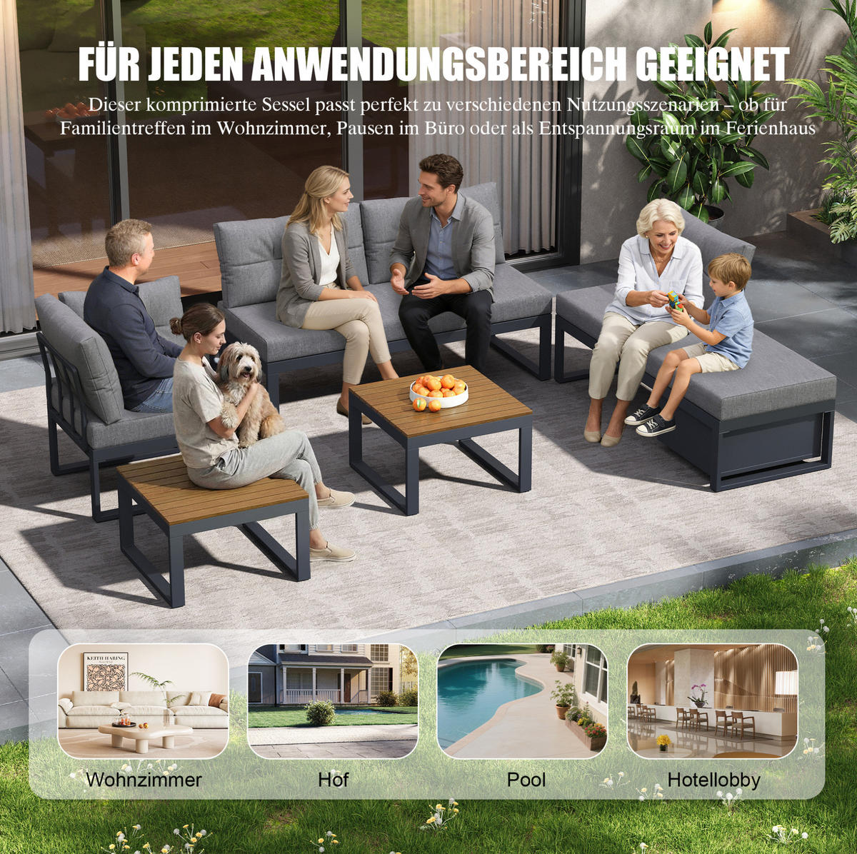 LOUNGEGARNITUR 191,5/79/191,5 cm Grau aus Polyester mit Stauraum und verstellbarer Rückenlehne - Grau, Textil - OKMYHOME