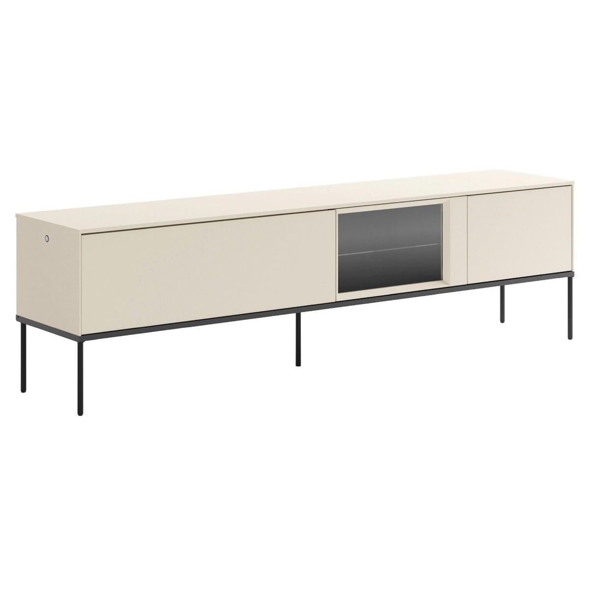 TV stolík Bellezo s osvetlenou presklenou vitrínou Krémová 196/55/41 cm - čierna/krémová, kompozitné drevo (196/55/41cm) - Selsey