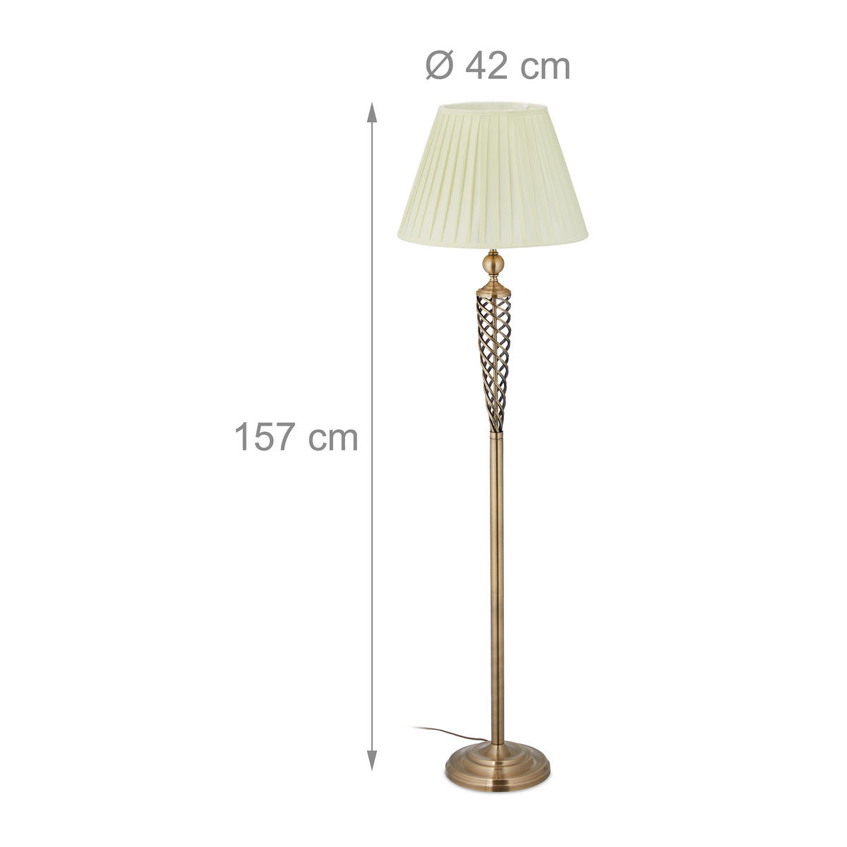 STEHLAMPE - Kupferfarben, Kunststoff/Textil (42/42/157cm) - Relaxdays