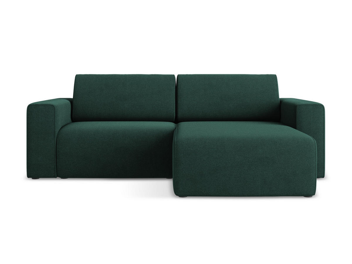 ECKSOFA Rechts Strukturstoff Stoff Grün - Dunkelgrün/Schwarz, Kunststoff/Textil (224/167cm) - Makamii