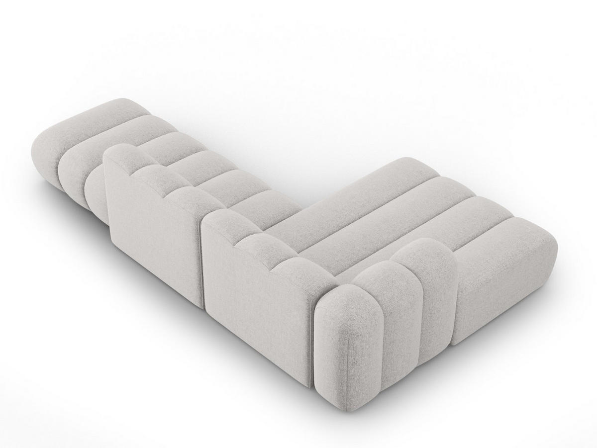 ECKSOFA modular links Lupine aus Chenille-Stoff hellgrau 5 Sitzplätze - Hellgrau, Textil (177/299cm) - Micadoni