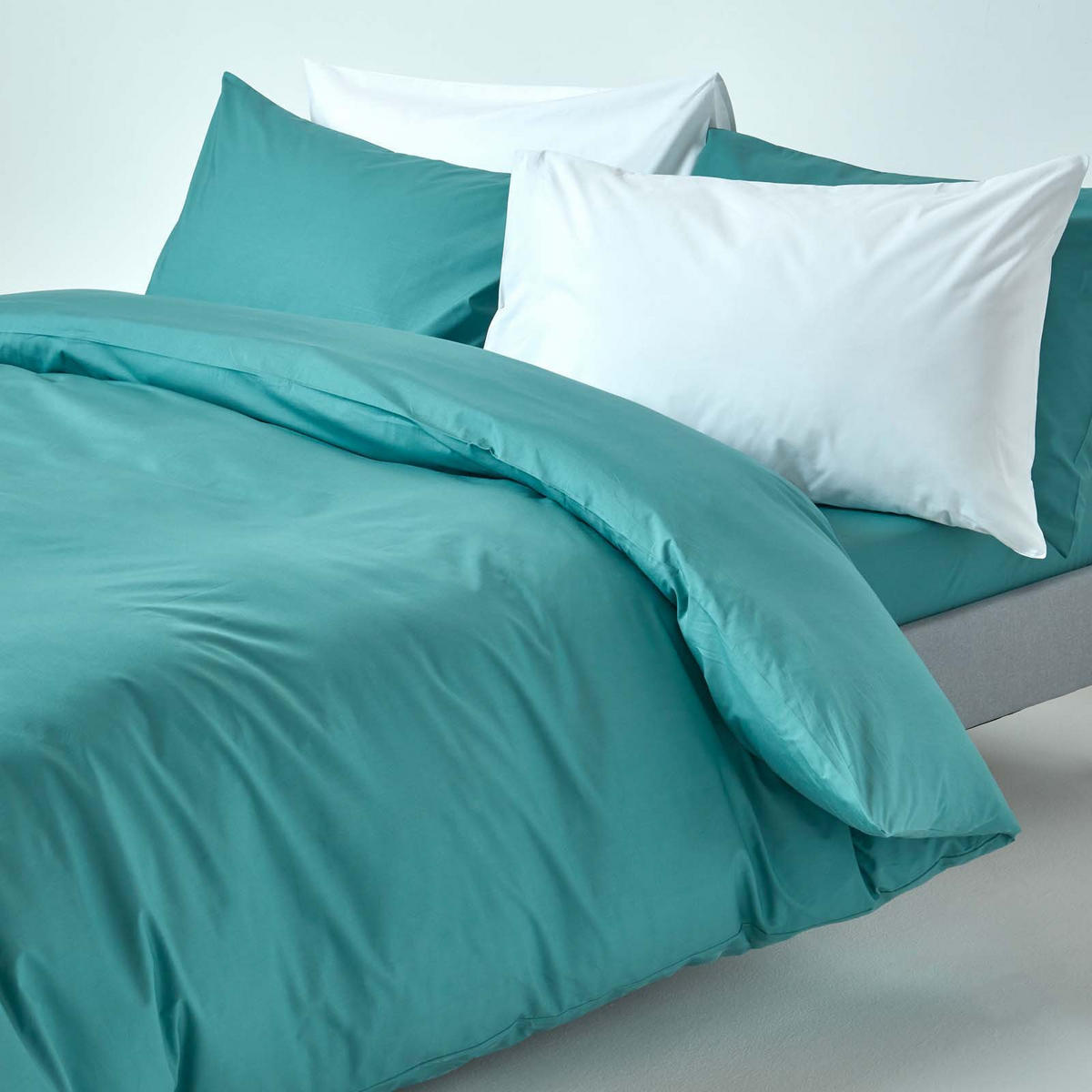BETTWÄSCHE Perkal Fadendichte 200 - Grün, Textil (260/220cm) - Homescapes